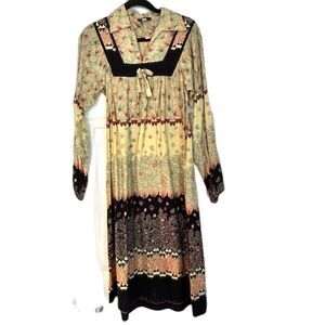 Vintage Ragtime Dress XS Seashell Coastal Cowgirl Western Coral Seashell Collar